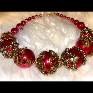 Vintage - Red Pearl Necklace -